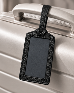 Etiqueta de Equipaje de Cuero Genuino Negro de Lujo con Logotipo Personalizado, Patrón Sólido, Porta Tarjetas de Identificación para Bolsa de Viaje, Regalo - Product Image 1