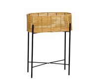 Jardinière en rotin avec support métallique, pot de fleurs moderne pour plantes vertes, design minimaliste, forme circulaire