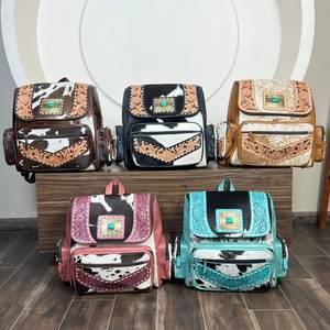 Sacs à dos pour femmes en cuir de vachette artisanal et gravé, élégants, avec pierre turquoise, poignée souple, sacs de voyage – Super Septembre - Product Image 2