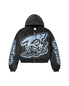Multi Color Brand <b>Spray</b> <b>Paint</b> Zip Up Hoodie & Pants Set | Oversized Graffiti Streetwear Tracksuit - Product Image 4