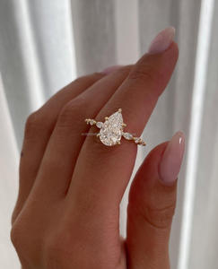 Anillo de Eternidad Arin con Diamante Cultivado en Laboratorio con Corte Pera IGI/GIA, Oro Blanco de 14k, Anillo de Compromiso y Matrimonio para Mujer, Regalo de Joyería - Product Image 1