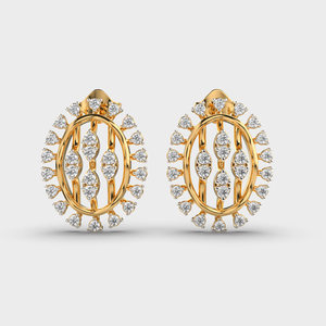 IGI Certified Lab Grown Diamond Round Halo Stud <b>Earrings</b> 14K Yellow / White / Rose Gold Multi-Row Designer Cluster <b>Earrings</b> - Product Image 6