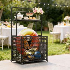 Armario de Almacenamiento Exterior Marrón, Estante para Flotadores de Piscina con Barra para Toallas, Unidad de Almacenamiento Multiusos - Product Image 1