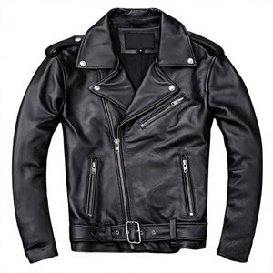 Blouson bomber pour homme en cuir véritable noir gaufré, respirant, séchage rapide, col rabattu, poches, fermeture éclair, ceinture à la taille - Product Image 4