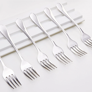 Ensemble de fourchettes à dîner en acier inoxydable, vaisselle moderne, passe au lave-vaisselle, plaqué argent, petites fourchettes pour la maison, fourchettes à gâteau et à dessert - Product Image 1