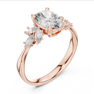 Anillo de Oro Rosa de 14K con Diamante Cultivado en Laboratorio Certificado de 1.0 CT, Corte Oval Excelente, Color D, VVS1, Regalo de Compromiso/Boda para Ella/Él - Product Image 1