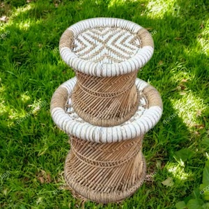 Handmade <b>Bamboo</b> <b>Stool</b> Ottoman Set Traditional Design Outdoor Living Room Furniture Eco-Friendly Durable Wicker Bony Inlay <b>Stool</b> - Product Image 4