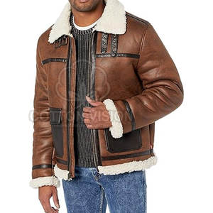 Veste en cuir véritable pour homme, doublée de fourrure, chaude pour l'hiver, veste en peau de mouton pour homme, taille adulte - Product Image 1