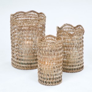 Hand woven rattan <b>candle</b> holder high quality tealight <b>hurricane</b> lantern home decor lanterns - Product Image 1