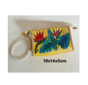 Sac de plage en jacinthe d'eau tissé à la main avec sangle en perles en bois sac de plage ou de pique-nique utilisation quotidienne accessoires de mode projets d'artisanat - Product Image 4