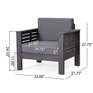 Poltrone da esterno in legno di acacia con cuscini grigio scuro 27,75"D X 32"W X 27,75"H Seduta elegante e confortevole - Product Image 5