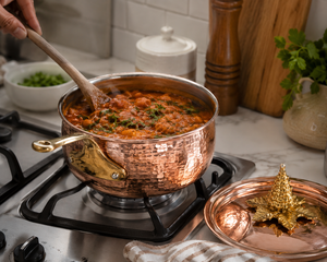 Copper Hammered Saucepan <b>With</b> <b>Lid</b> Brass Handle Decorative Cooking Pot Handmade Kitchen Cookware Wholesale Supplier Customize - Product Image 5