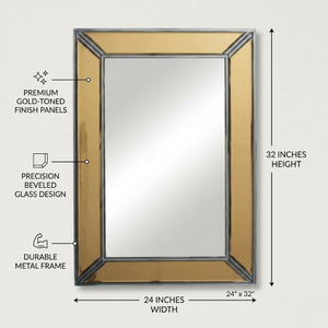 Premium 24 x 36 Inch Rectangular <b>Wall</b> <b>Mirror</b> | Large Decorative <b>Mirror</b> for Living Room Bedroom Entryway | Modern Home Decor - Product Image 5