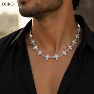 Round Brilliant Cut 925 Sterling Silver VVS1 Moissanite Cluster Cross <b>Rope</b> <b>Chain</b> Necklace for Unisex - Product Image 4