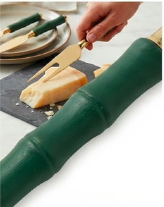 <b>Cheese</b> <b>Knife</b> <b>Set</b> With Green Bamboo Handle Gold Metal Blade Durable Dishwasher Safe <b>Cheese</b> Tools For Serving Use And Hotel Use - Product Image 3