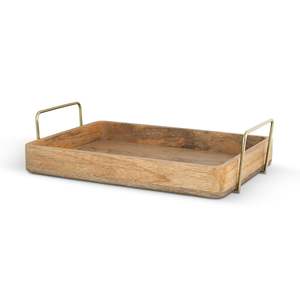 Bandeja de Servir Rectangular de Madera Lacada con Asa Dorada, Diseño Decorativo Elegante de Grado Deluxe para Uso en Restaurantes - Product Image 3