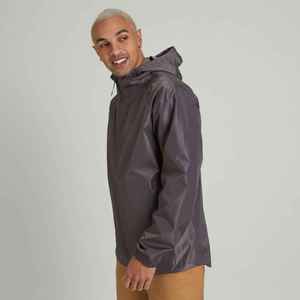Veste à capuche pour homme gris foncé, style décontracté, couleur unie, en polyester, coupe-vent softshell avec logo frontal pour l'automne - Product Image 1