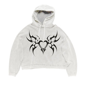 Sweat à capuche unisexe surdimensionné en molleton bouclette polyester-coton, délavé à l'acide, brodé, écologique, streetwear, impression numérique 2026 - Product Image 1