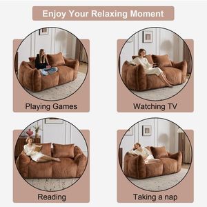 Ultra Soft Fluffy Loveseat Bean Bag Sofa Giant Bean Bag Couch for Adults Oversized Chase Lounge Chair for Indoor Living Room - Product Image 5