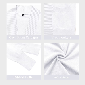 Suéter Cárdigan de Cachemira de Alta Calidad para Mujer, Color Blanco, Manga Larga, Cárdigan de Punto Holgado, Abrigo Largo con Bolsillo - Product Image 5