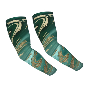 Manchons de cyclisme vert imprimé bambou anti-UV unisexe adulte en spandex et fibre de bambou avec impression par sublimation - Product Image 4