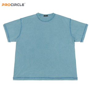 Camisetas de hombre de algodón 100% de alto gramaje, holgadas, casuales de verano, estilo vintage, de corte cuadrado, lisas, ecológicas, transpirables y anti-pilling. - Product Image 2
