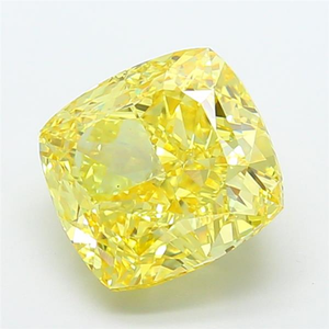 Pierre précieuse non montée, diamant de laboratoire de haute qualité, jaune vif fantaisie, taille coussin, excellente coupe, certifié CVD, pour joaillerie fine. - Product Image 3