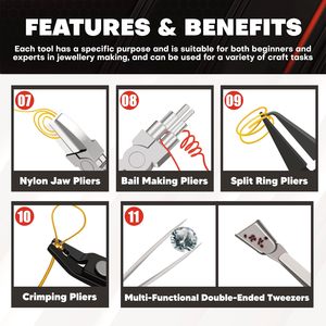 11 Piece Jewelry Pliers Set Stainless Steel Jewelry Making Tools <b>Kit</b> with Micro Pliers Tweezers and Storage Pouch for <b>DIY</b> Craft - Product Image 2