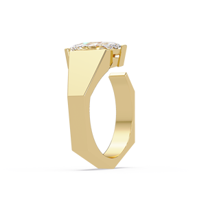Anillo de compromiso unisex de oro de 14K con diamante de laboratorio de corte marquesa de 1.00 ct, certificado IGI, diseño geométrico de banda abierta y envolvente. - Product Image 3