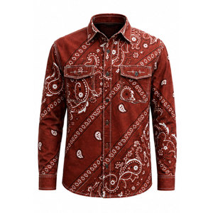 Chemise de travail unisexe à manches longues en coton à motif cachemire rouge et blanc, haute visibilité, imperméable, antistatique, confortable et tendance - Product Image 2