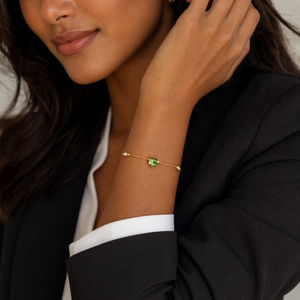 18ct Gold Green Crystal Clover Charm <b>Adjustable</b> Chain <b>Bracelet</b> for Women Minimalist Elegant Jewelry Daily Wear Party Gift - Product Image 6