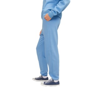 Pantalones Deportivos de Felpa Azul Claro para Mujer, Corte Recto, Cintura Media, Cordón Elástico, Largos, Casuales, 100% Algodón - Product Image 4