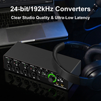 Interface audio filaire professionnelle de haute qualité OEM d'usine, 4 canaux, 24 bits, 192 kHz, carte son USB pour l'enregistrement en studio