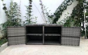 AC00031 Ensemble de jardin moderne d'extérieur, boîte de rangement décorative tout temps grise, cadre en rotin et aluminium, salon, cour, villa - Product Image 6