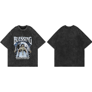 เสื้อยืดพิมพ์ลาย GSM สูง ผ้าสโตนวอช เสื้อผ้าผู้ชายไซส์ใหญ่ เสื้อทรงหลวม ขายส่ง สีไลท์วอช ผ้าฝ้าย 100% ระบายอากาศได้ดี - Product Image 3