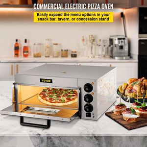 Forno Pizza Commerciale Elettrico da Banco 14 Pollici, 110V 1300W, in Acciaio Inossidabile, con Piano in Pietra, per Panifici - Product Image 2