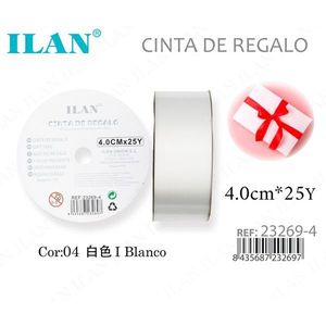 Nastro regalo Ilan 4,0 cm x 25Y bianco per confezionare regali - Product Image 1