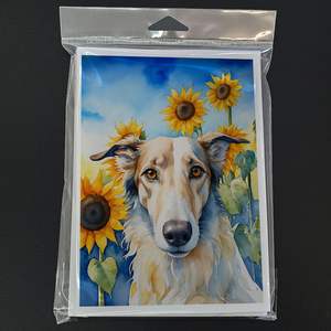 Whimsical Borzoi in Sunflowers A7 Size <b>5x7</b> Blank Greeting Cards Pack of 8 with <b>Envelopes</b> for Notes and Messages - Product Image 3