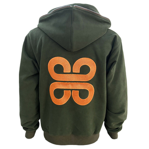Sweat-shirt à capuche zippé vert foncé pour homme, logo brodé, style punk, coupe classique, en molleton 100 % coton French Terry, idéal pour l'été - Product Image 3
