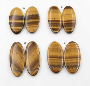 Natural <b>Tiger</b> <b>Eye</b> Cabochon Matching Pair Loose Gemstone Polished Cabochon for Jewelry Making Earrings <b>Rings</b> Pendant Wholesale - Product Image 1