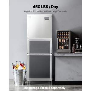 Equipo de Cocina Comercial, Máquina de Hielo de Acero Inoxidable de 450 Libras/Día, Grosor Ajustable para Restaurantes, Cafeterías y Hoteles - Product Image 3