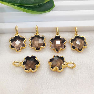 Breloque en quartz fumé en forme d'étoile, électroplaquée, 10 mm, étoile briolette, en cuivre électroplaqué, pour la fabrication de bijoux, breloques en quartz fumé - Product Image 1