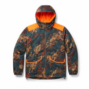 Chaqueta de Caza Reversible Camuflaje a Naranja Fluorescente, Ropa de Caza para Exteriores con Capucha, Bolsillos con Cremallera, Tela Ligera y Resistente - Product Image 1