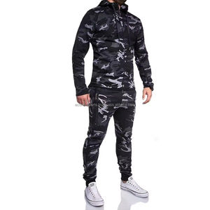 Trajes de jogging ajustados de alta calidad para hombre, ropa deportiva personalizada con sudaderas con capucha y pantalones, conjunto de gimnasio informal para niños, patrón sólido - Product Image 2