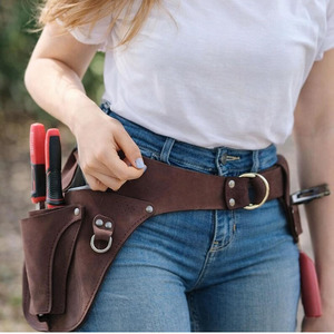 Cinturón de herramientas de floristería de cuero premium, organizador de jardinería con múltiples bolsillos, bolsa de cintura ajustable, logotipo personalizado, precio OEM en venta. - Product Image 3