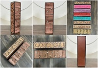 Boîte de rangement de bijoux verticale pour femmes, présentoir à bagues en cuir avec motif élégant et doublure en velours