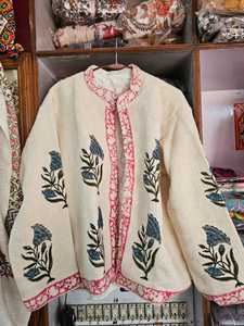 Chaqueta india de algodón estampada a mano para mujer, ropa exterior étnica bohemia floral hecha a mano, fabricante mayorista artesanal para exportación - Product Image 2
