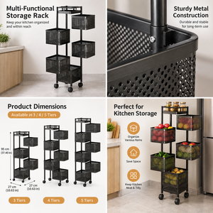 Chariot de rangement de cuisine moderne en métal à 5 niveaux OEM ODM avec paniers rotatifs et assemblage facile EDPRMS000 - Product Image 2