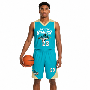 Maillots de basket-ball pour hommes de haute qualité, dernier design, personnalisés, ensembles d'uniformes d'équipe, 100% polyester, col en V, sans manches, grande taille, séchage rapide - Product Image 3