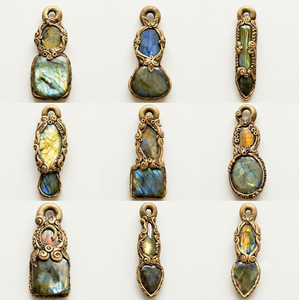 Labradorita Natural de piedra colgante de arcilla de polímero de piedra colgante de piedras preciosas al por mayor Colgante de Piedra collar de piedras preciosas de labradorita - Product Image 1
